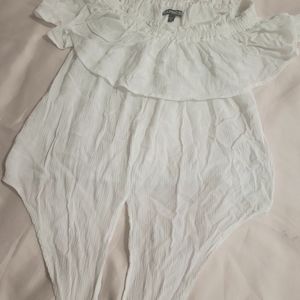 Womans Size medium off the shoulder ruffled blouse with tie flaps